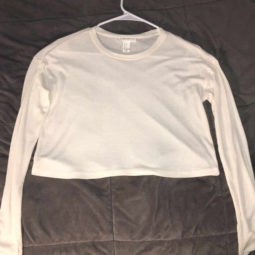 Forever 21 White Long Sleeve Crop Top